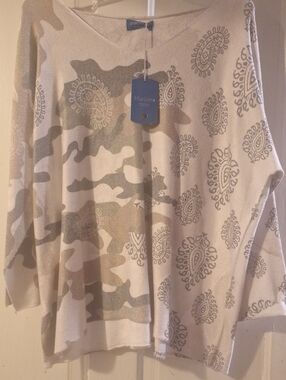 Marisima Beige Paisley & Camouflage Light Weight Sweater